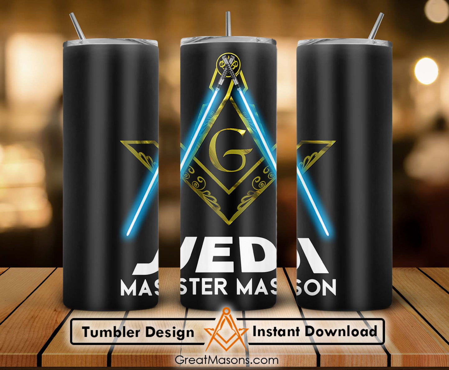 Freemasons Jedi Master Mason Lightsaber Skinny Tumbler Wrap Png Straight & Tapered Tumbler File Digital