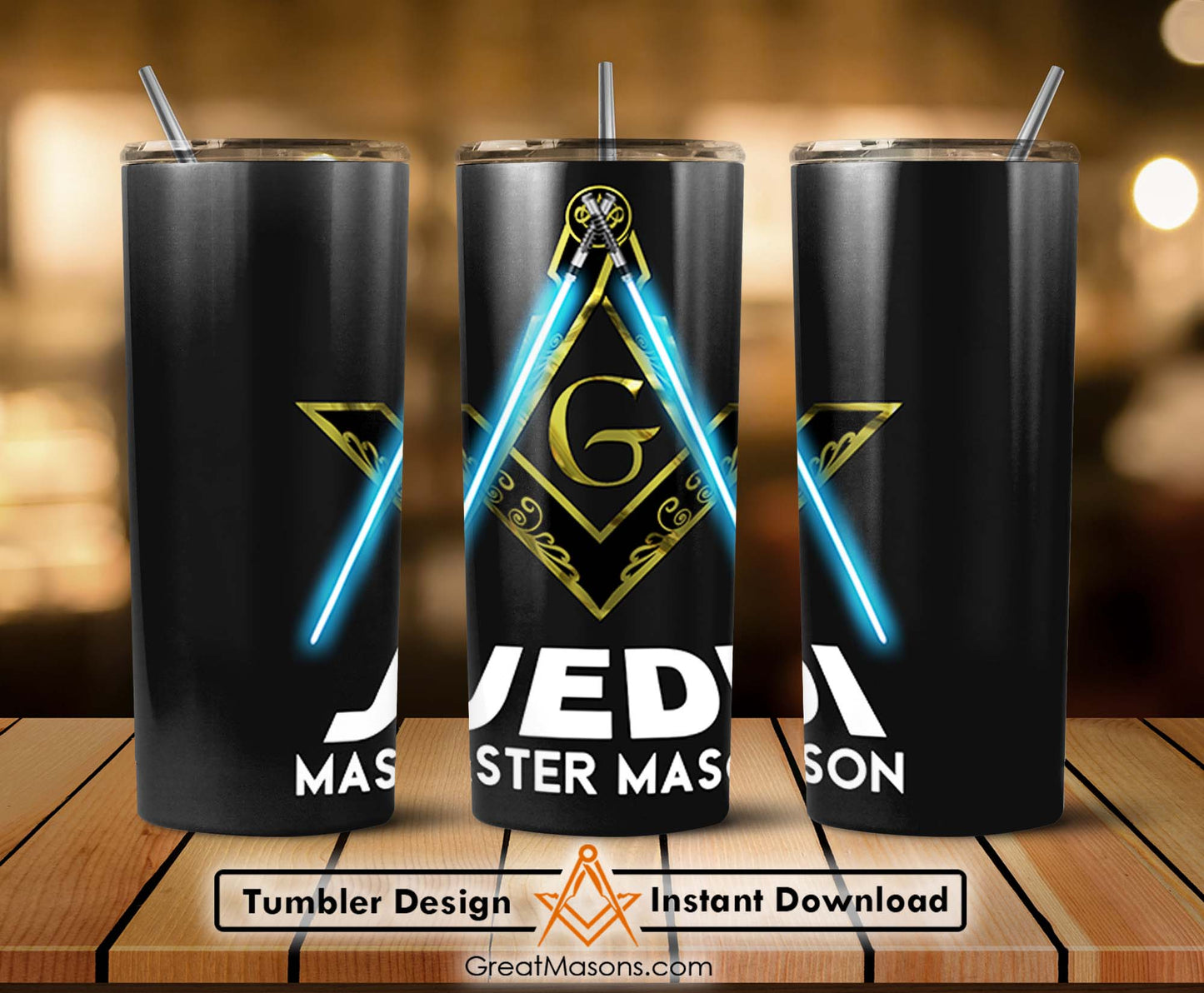Freemasons Jedi Master Mason Lightsaber Skinny Tumbler Wrap Png Straight & Tapered Tumbler File Digital