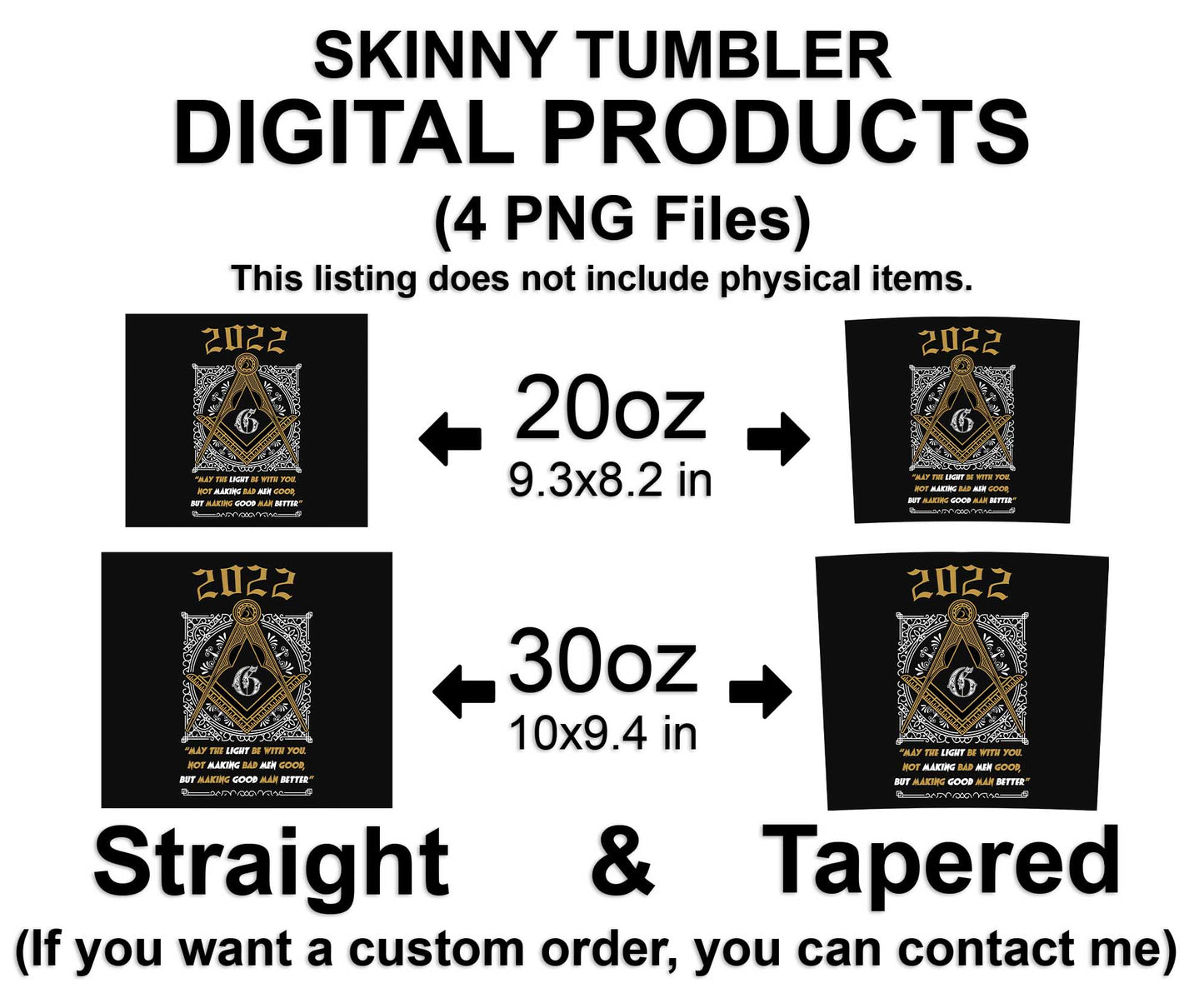 Mason 2022 May The Light Be With You Skinny Tumbler Wrap Png Straight & Tapered Tumbler File Digital