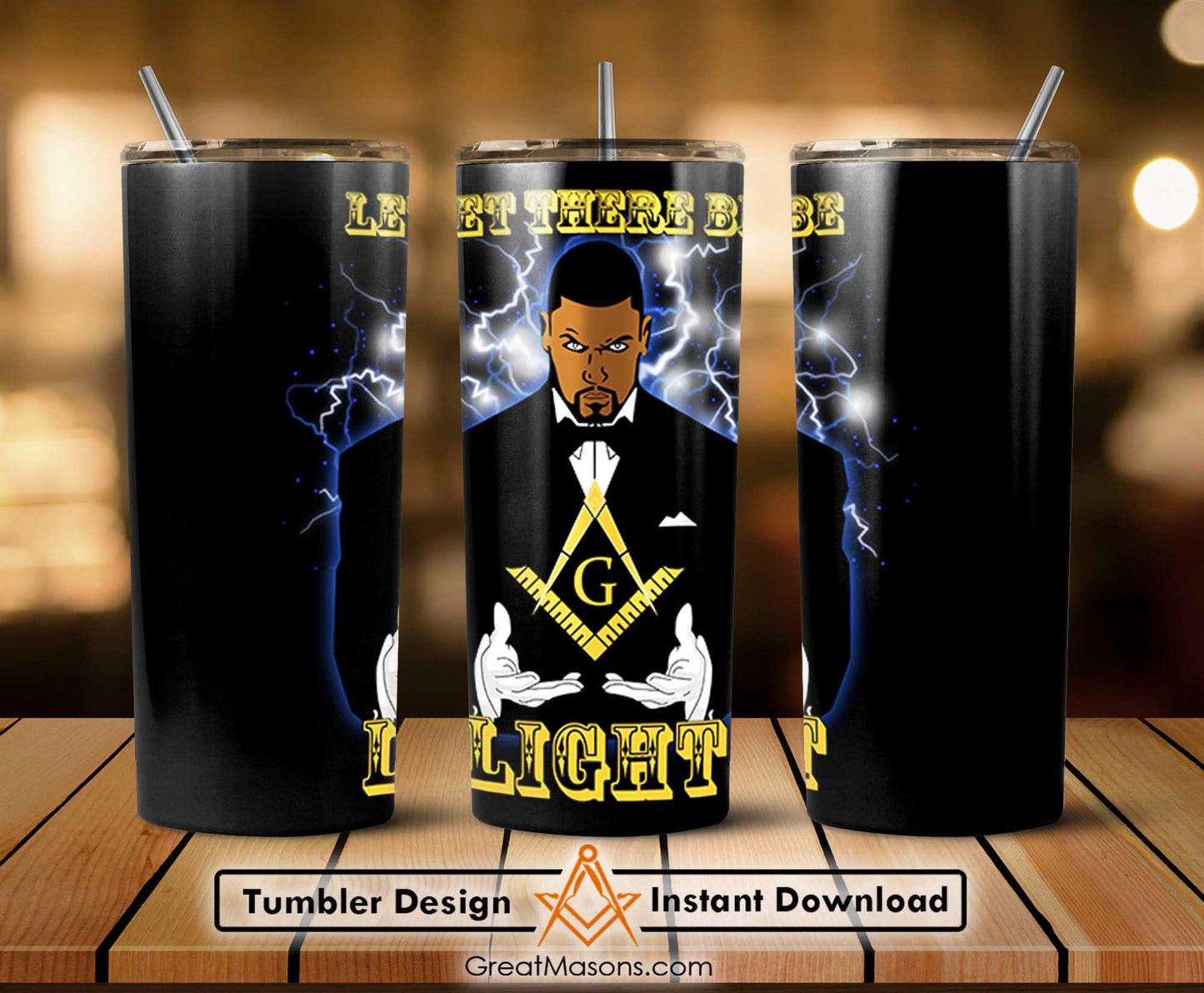 Let There Be Light Symbol In Hand Skinny Tumbler Wrap Png Straight & Tapered Tumbler File Digital