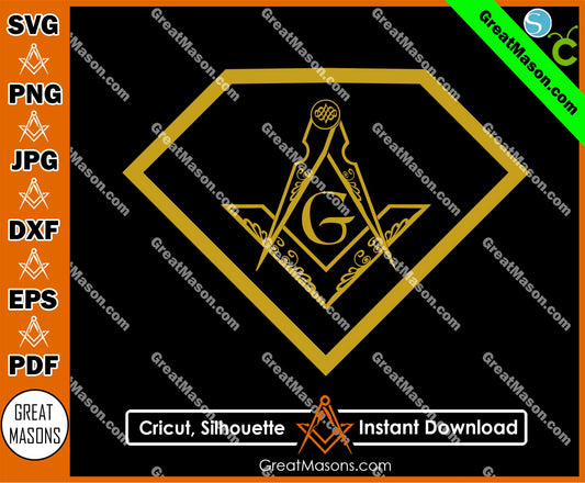 Super Man Mason - Diamond on chest - Compass Masonic SVG, Png, Eps, Dxf, Jpg, Pdf File