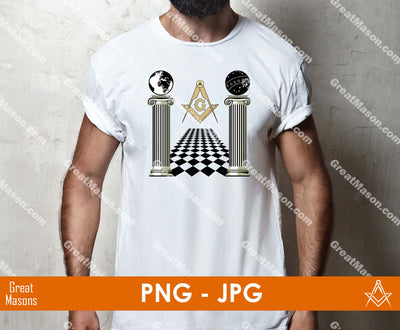 Masonic Columns Masonic Pillar Chess Board Floor SVG, Png, Eps, Dxf, Jpg, Pdf File