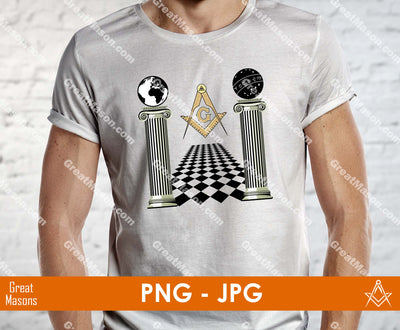 Masonic Columns Masonic Pillar Chess Board Floor SVG, Png, Eps, Dxf, Jpg, Pdf File