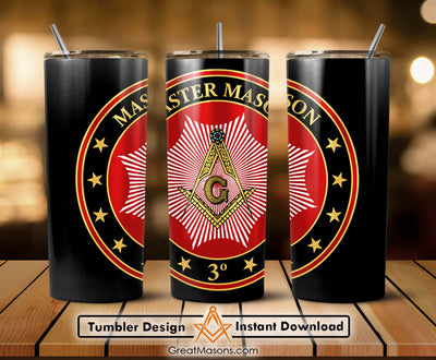 MASTER MASON 3 On The Level Masonic Symbol Skinny Tumbler Wrap Png Straight & Tapered Tumbler File Digital