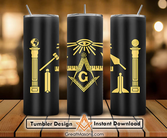 Masonic Well Equipped Columns Pillars Symbols Skinny Tumbler Wrap Png Straight & Tapered Tumbler File Digital