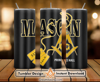 MASON Prince Hall 357 F. and A.M. PHA Dog Tags Skinny Tumbler Wrap Png Straight & Tapered Tumbler File Digital