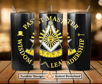 Mason Past Master Wisdom Leadership Freemasons Symbol Skinny Tumbler Wrap Png Straight & Tapered Tumbler File Digital