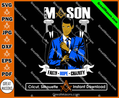 PHA Prince Hall Mason Blue Lodge Faith Hope Charity SVG, Png, Eps, Dxf, Jpg, Pdf File