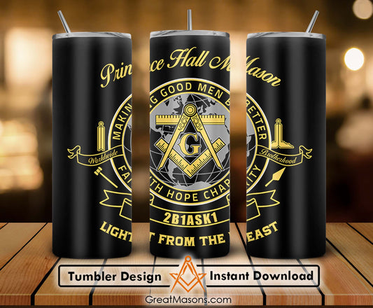 Prince Hall Mason 2B1ASK1 Faith Hope Charity Skinny Tumbler Wrap Png Straight & Tapered Tumbler File Digital