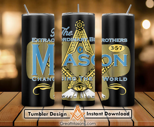 Masons Extraordinary brothers 3-5-7 Masonic Skinny Tumbler Wrap Png Straight & Tapered Tumbler File Digital