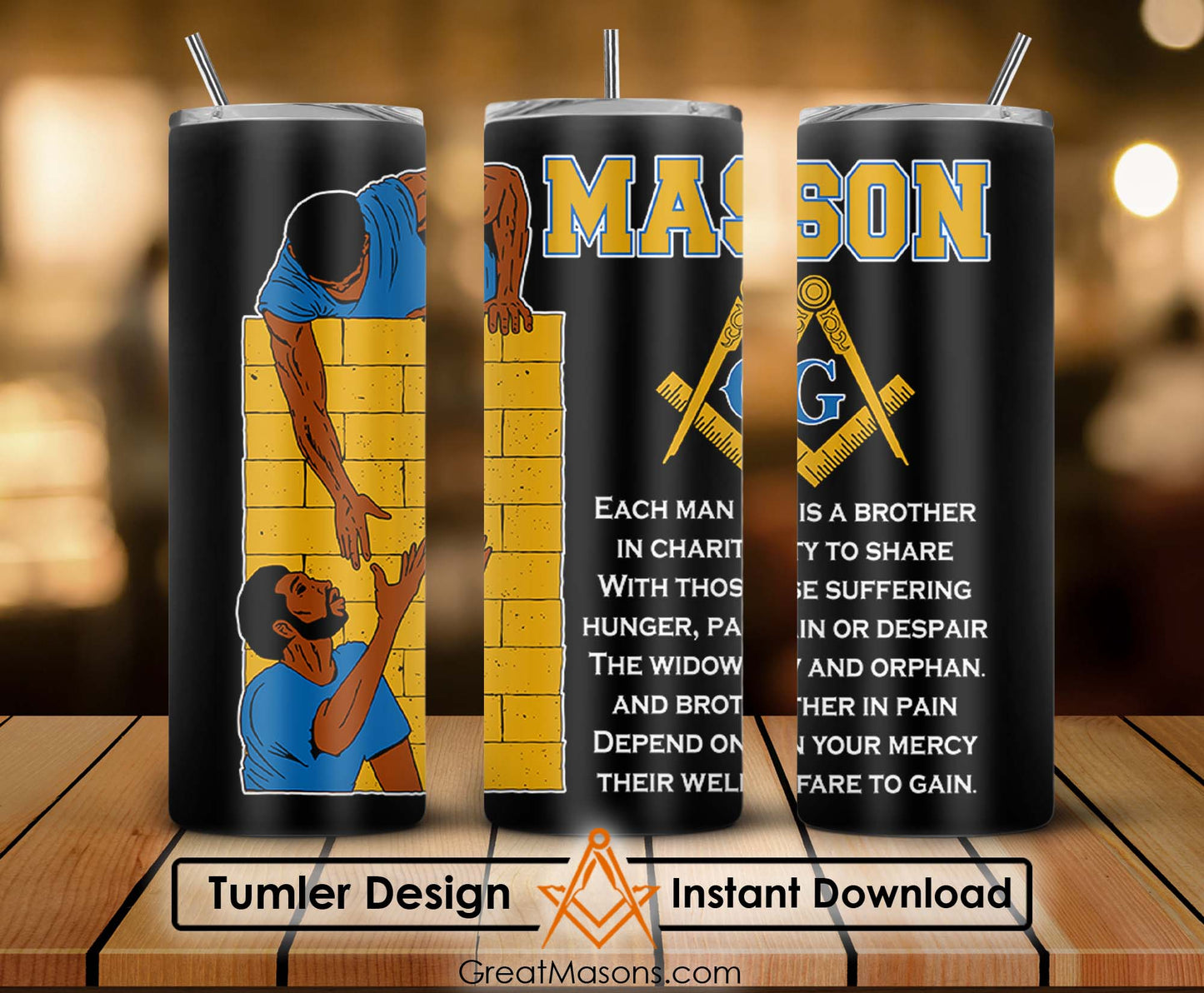 Masonic In Charity To Share Love Hope Faith Skinny Tumbler Wrap Png Straight & Tapered Tumbler File Digital