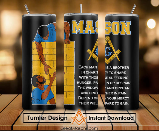 Masonic In Charity To Share Love Hope Faith Skinny Tumbler Wrap Png Straight & Tapered Tumbler File Digital