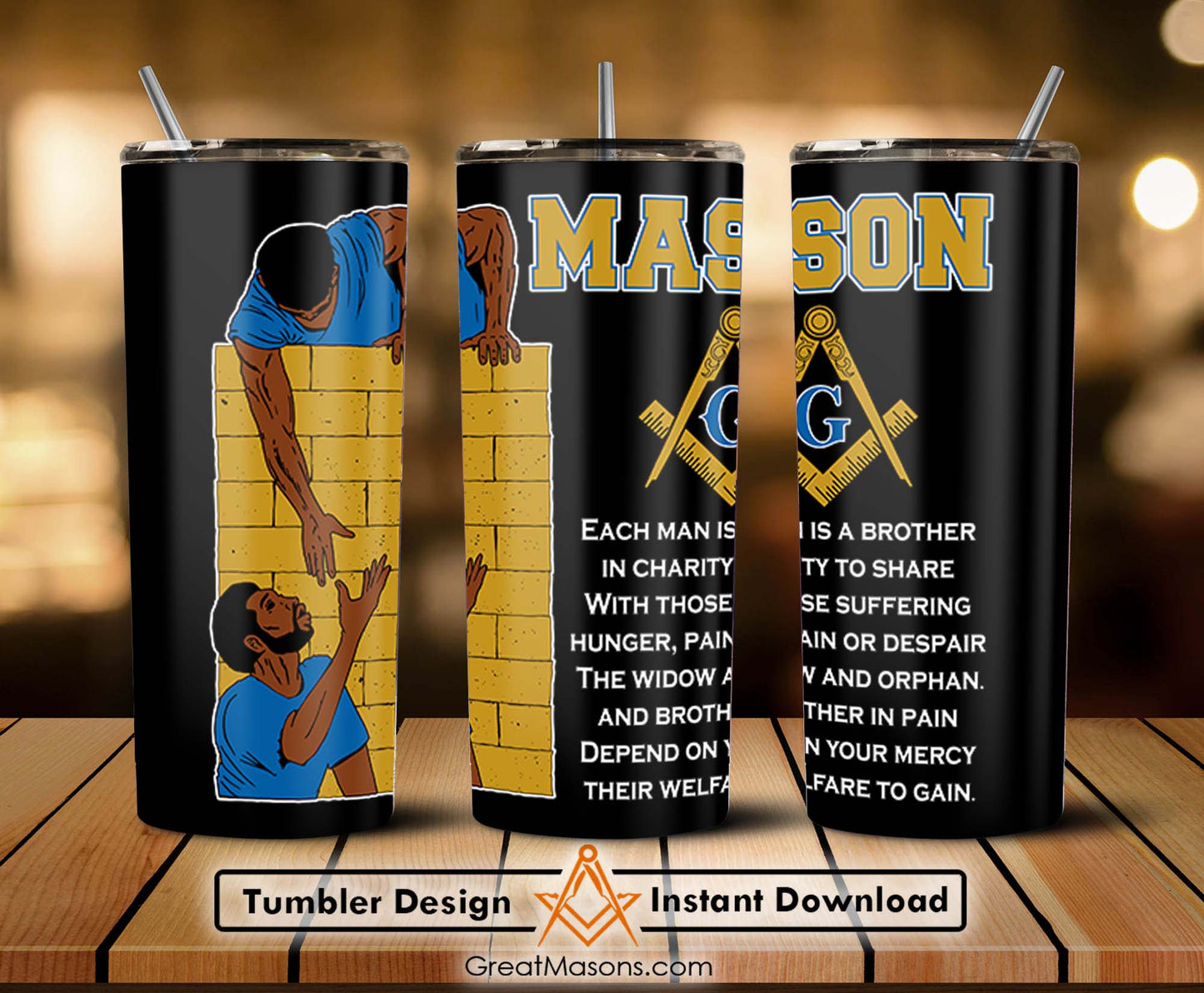 Masonic In Charity To Share Love Hope Faith Skinny Tumbler Wrap Png Straight & Tapered Tumbler File Digital