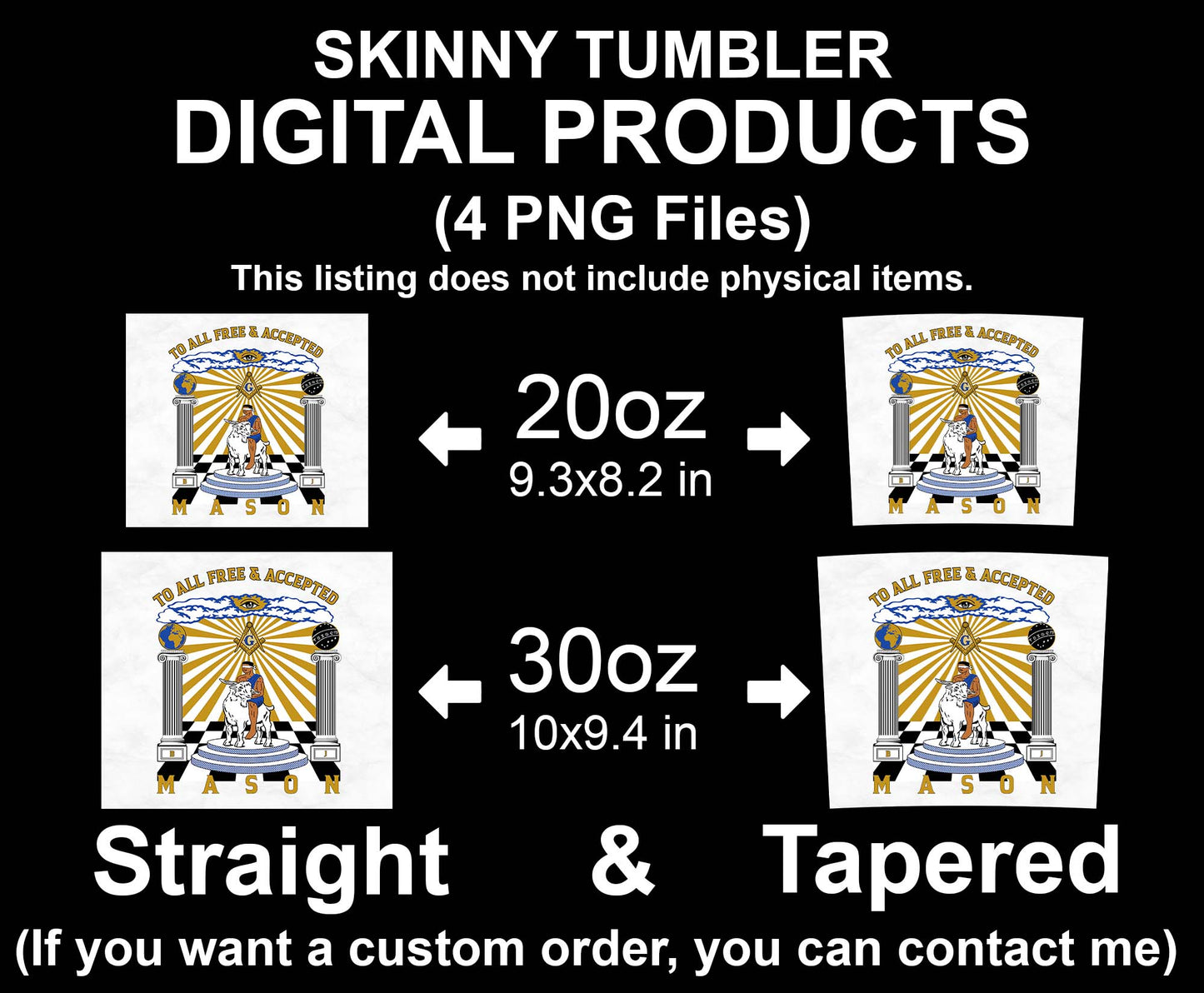 To All Free And Accepted Masons GOAT Rider Skinny Tumbler Wrap Png Straight & Tapered Tumbler File Digital