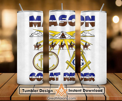 Mason GOAT Rider Brothers Two Ball Cane Symbol Skinny Tumbler Wrap Png Straight & Tapered Tumbler File Digital