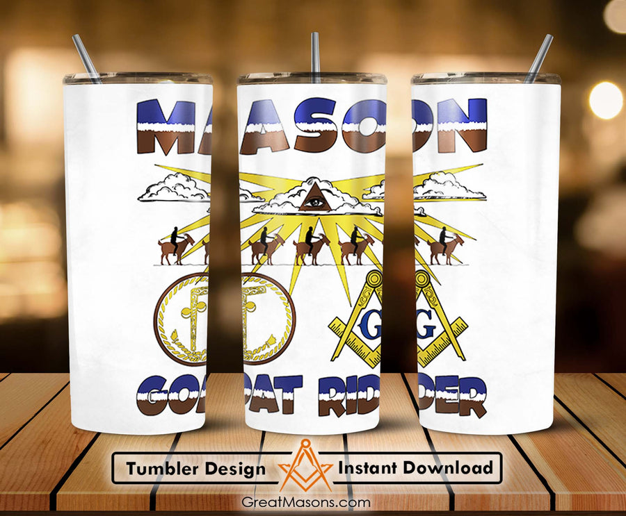 Mason GOAT Rider Brothers Two Ball Cane Symbol Skinny Tumbler Wrap Png Straight & Tapered Tumbler File Digital
