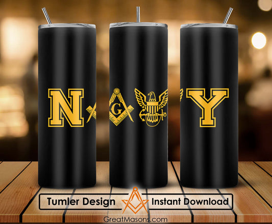US Navy Mason Masonic Freemasons Skinny Tumbler Wrap Png File
