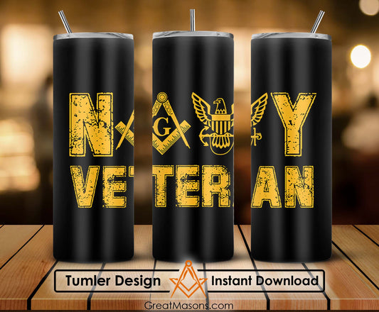 US Navy Veteran Mason Masonic Freemasons Skinny Tumbler Wrap Png File