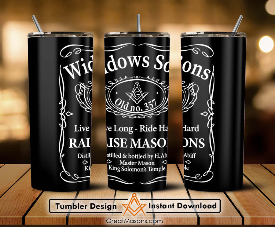 Mason Whisky Old No.357 Widows Sons Solomon's Symbol Skinny Tumbler Wrap Png Straight & Tapered Tumbler File Digital