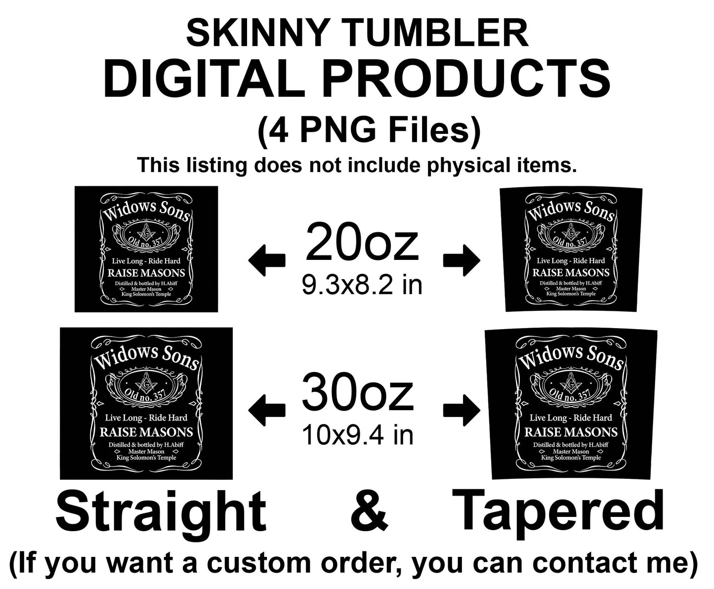 Mason Whisky Old No.357 Widows Sons Solomon's Symbol Skinny Tumbler Wrap Png Straight & Tapered Tumbler File Digital