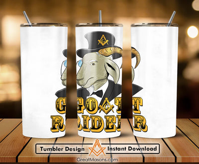 Goat Rider Masonic Brother Top Hat Monocle Skinny Tumbler Wrap Png Straight & Tapered Tumbler File Digital