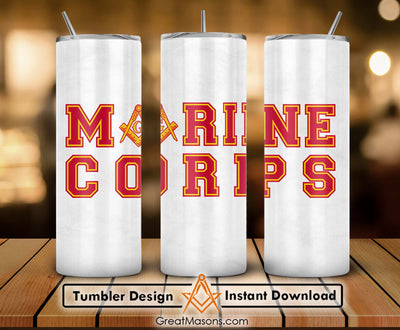 US Marine Corps Masonic Brother Freemasons United States Skinny Tumbler Wrap Png Straight & Tapered Tumbler File Digital