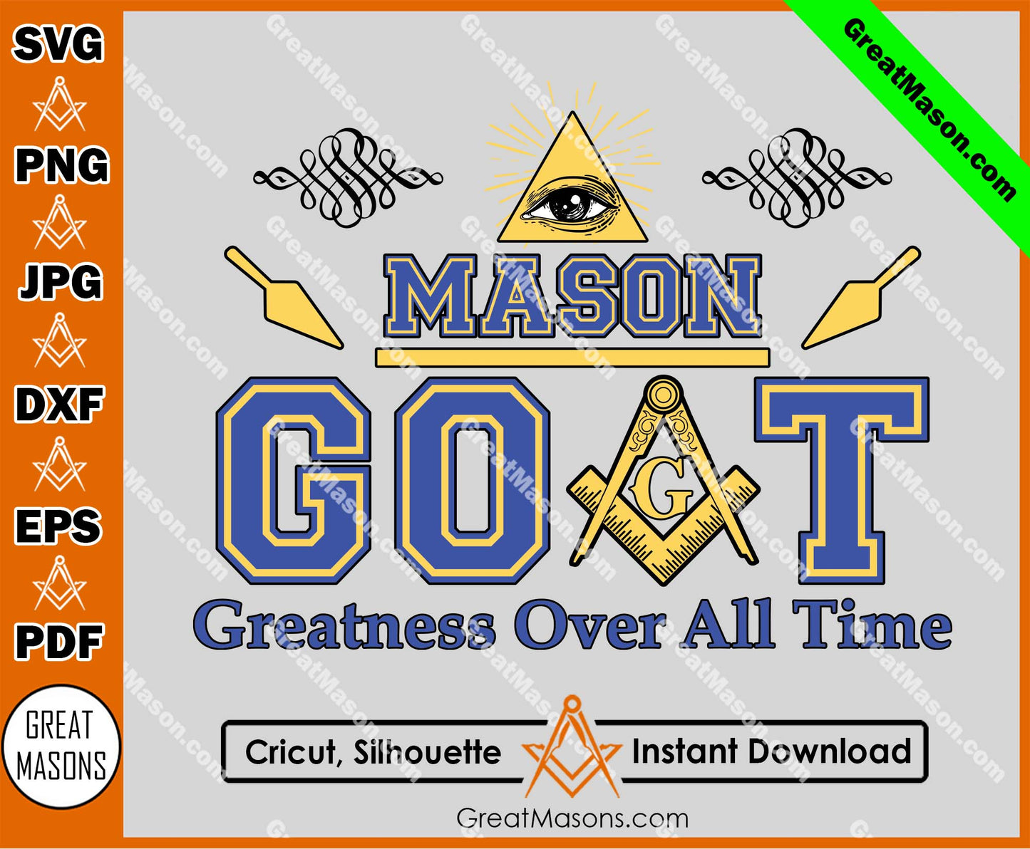 Mason Goat Rider Greatness Over All Time Freemasons SVG, Png, Eps, Dxf, Jpg, Pdf File