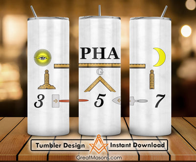 PHA 357 Masonic Well Equipped Skinny Tumbler Wrap Png Straight & Tapered Tumbler File Digital