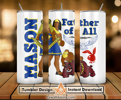 Mason Father of All Greek Letter GLOs Skinny Tumbler Wrap Png Straight & Tapered Tumbler File Digital