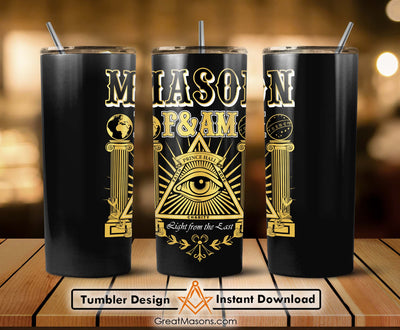 Mason F.AM Prince Hall Light From The East Skinny Tumbler Wrap Png Straight & Tapered Tumbler File Digital