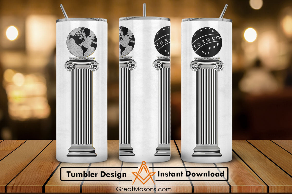Masonic Columns Pillar Chess Board Floor Skinny Tumbler Wrap Png File