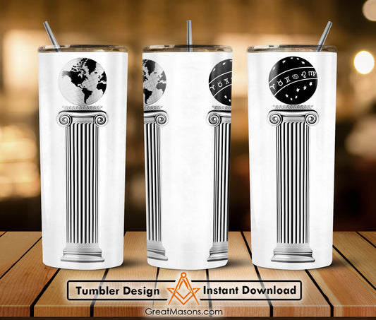 Masonic Columns Pillar Chess Board Floor Skinny Tumbler Wrap Png File