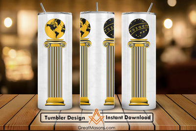 Masonic Columns Masonic Pillar Gold Skinny Tumbler Wrap Png Tumbler File Digital