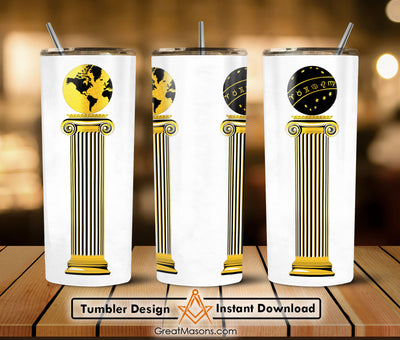 Masonic Columns Masonic Pillar Gold Skinny Tumbler Wrap Png Tumbler File Digital