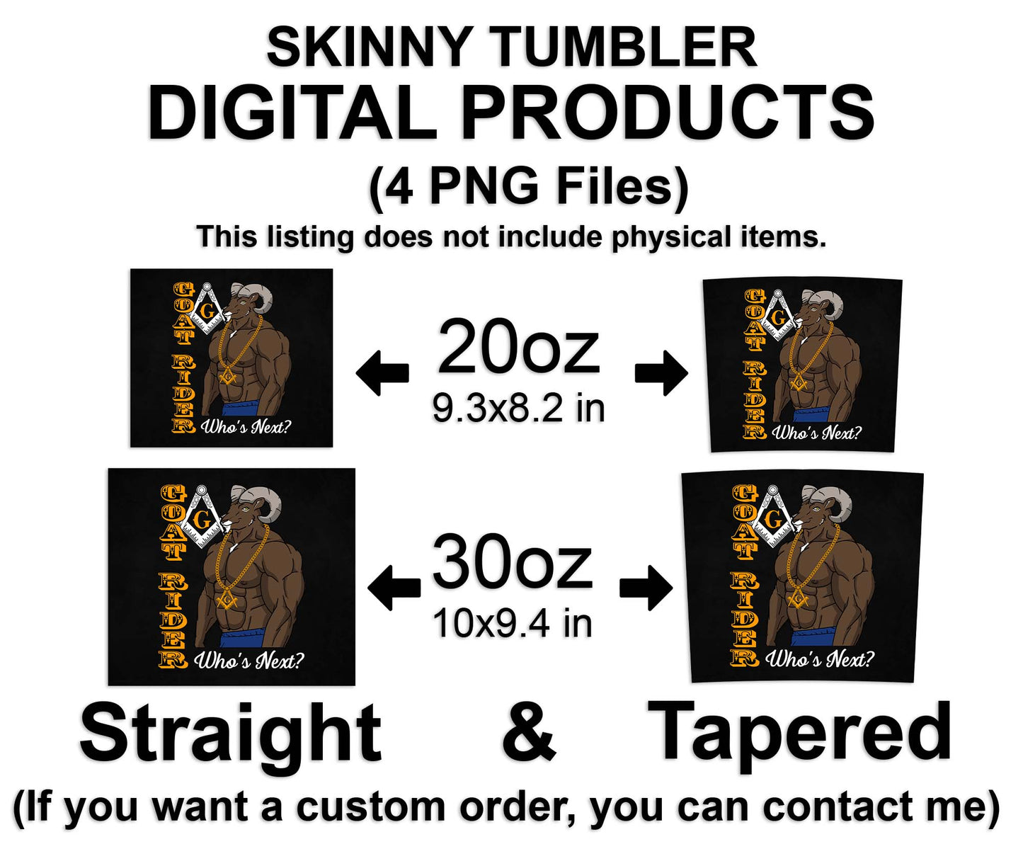 Goat Rider Who's Next? Skinny Tumbler Wrap Png Straight & Tapered Tumbler File Digital