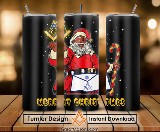 Masonic Santa Claus Merry Christmas Great Masons Skinny Tumbler Wrap Png File