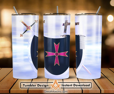 Mason Knight Templar Skinny Tumbler Wrap Png Straight & Tapered Tumbler File Digital