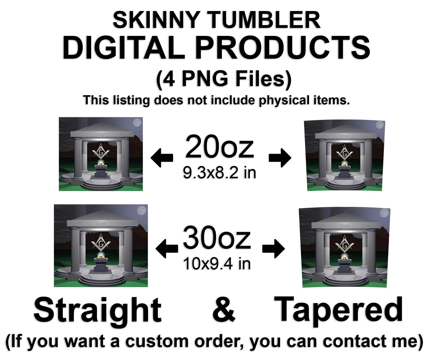 Masonic Lodge Faith Hope Charity Skinny Tumbler Wrap Png Straight & Tapered Tumbler File Digital