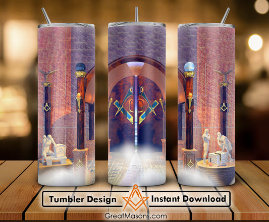 Masonic Lodge The Door Degrees and Tools Skinny Tumbler Wrap Png Straight & Tapered Tumbler File Digital