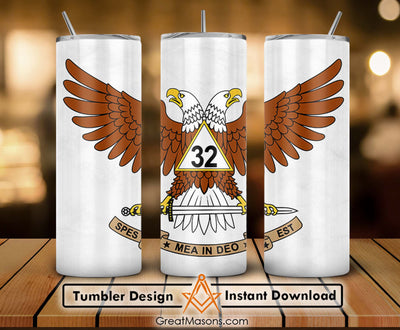 32nd Degree Scottish Rite Wings Up Masons Skinny Tumbler Wrap Png Straight & Tapered Tumbler File Digital