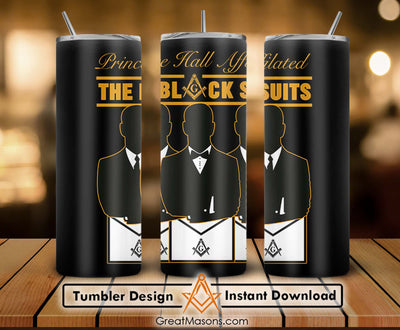 PHA Prince Hall Affilated The Black Suits Brothers Skinny Tumbler Wrap Png Straight & Tapered Tumbler File Digital