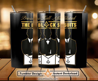 PHA Prince Hall Affilated The Black Suits Brothers Skinny Tumbler Wrap Png Straight & Tapered Tumbler File Digital