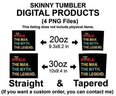 Noble The Man The Myth The Legend Shriner Skinny Tumbler Wrap Png Straight & Tapered Tumbler File Digital