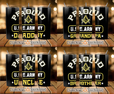 Proud US Army Brother, Dad, Uncle, Grandpa Skinny Tumbler Wrap Png Straight & Tapered Tumbler File Digital