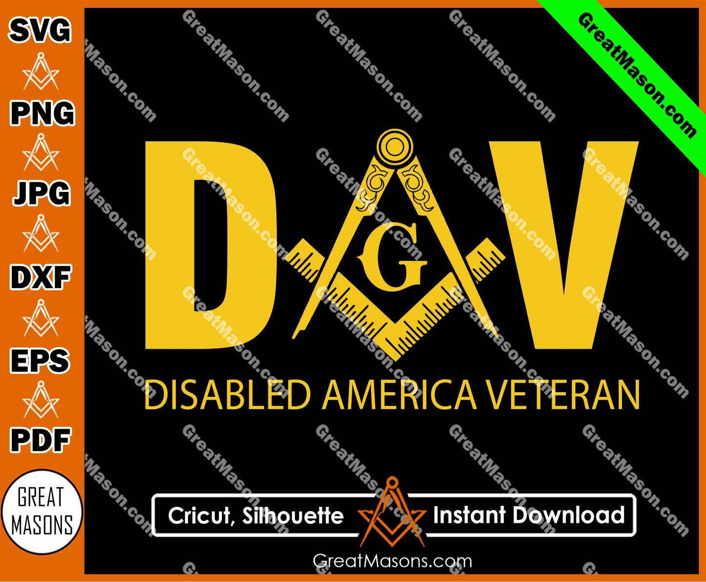 Masonic Disable America Veterans DAV Freemasons SVG, Png, Eps, Dxf, Jpg, Pdf File