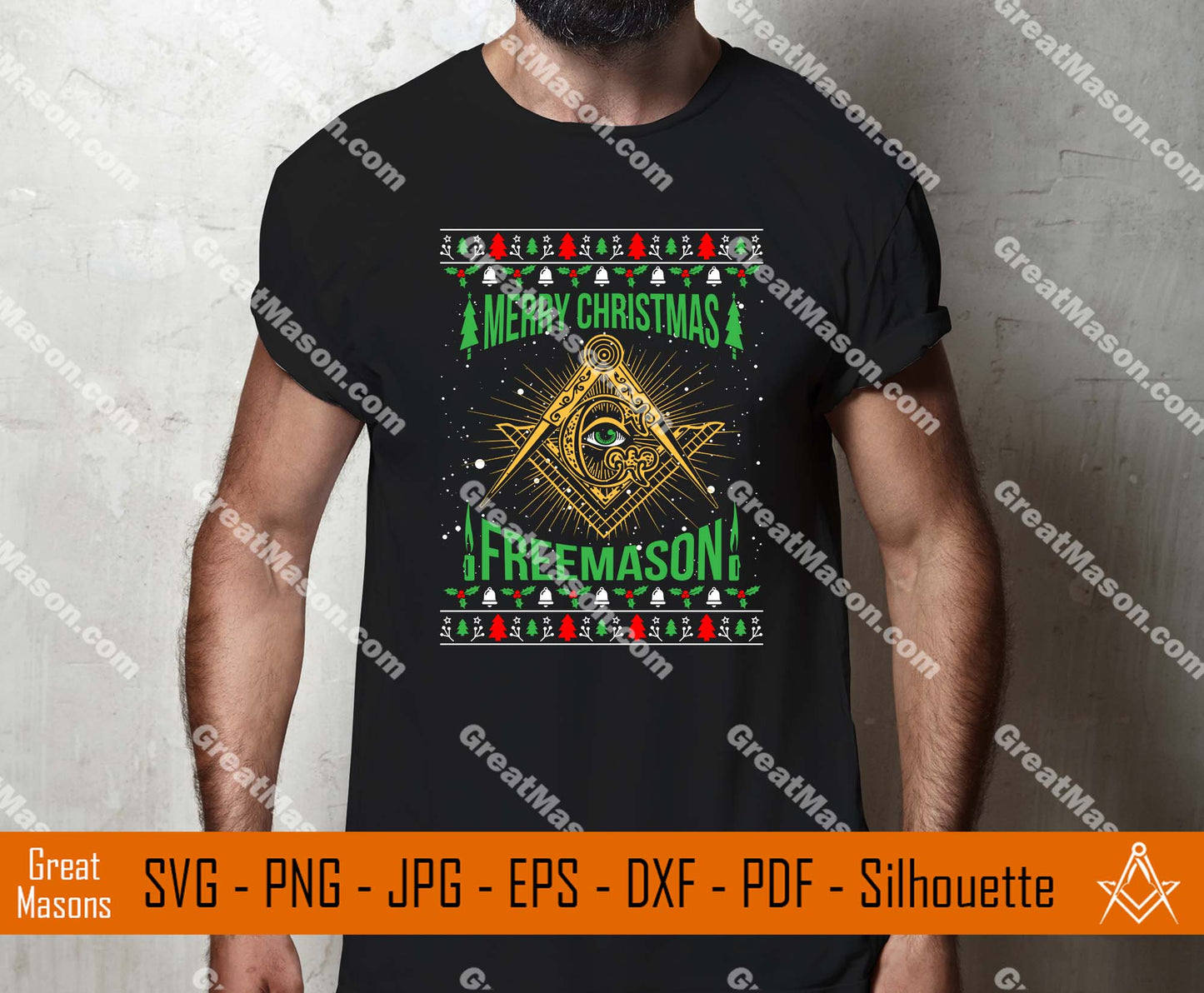 Merry Christmas Freemason Christmas Sweater SVG, Png, Eps, Dxf, Jpg, Pdf File