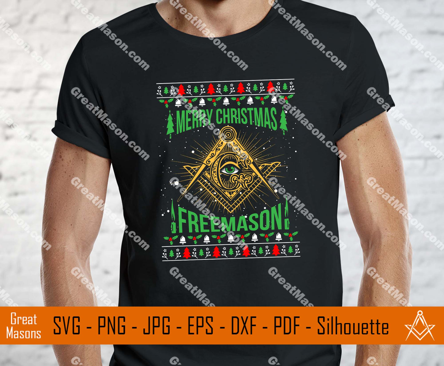 Merry Christmas Freemason Christmas Sweater SVG, Png, Eps, Dxf, Jpg, Pdf File