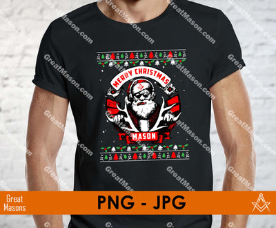 Masonic Santa Claus Merry Christmas Reindeer Ride Christmas Sweater PNG, JPG File