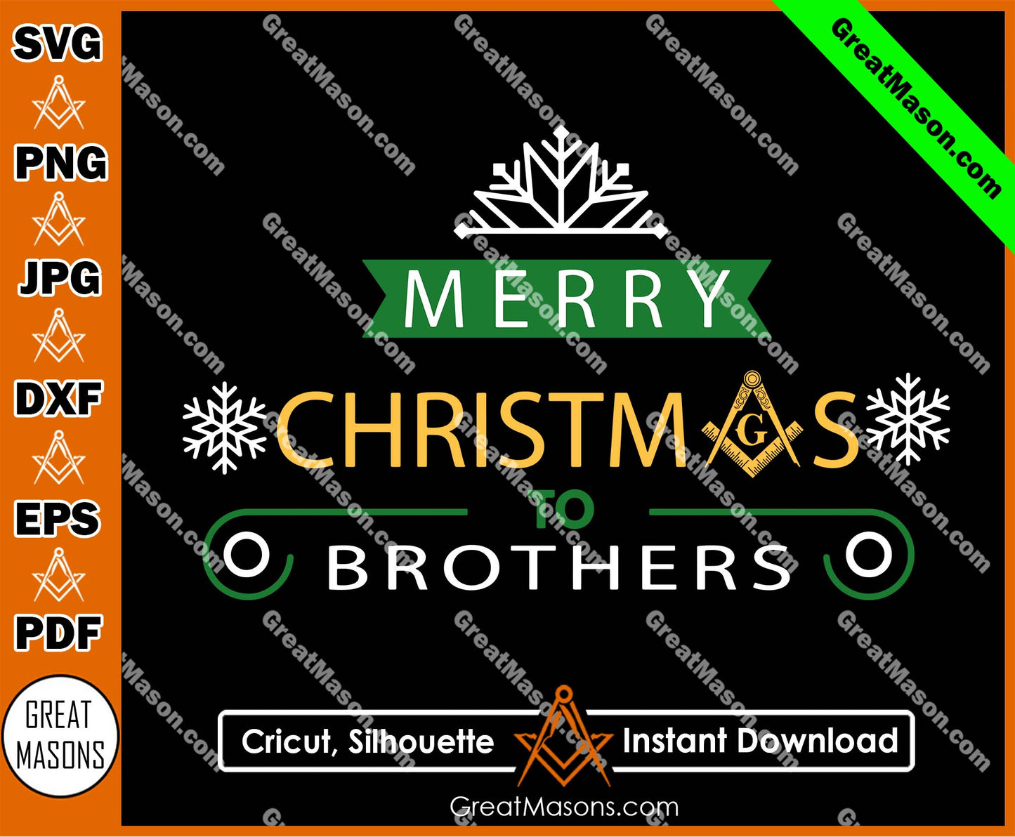 Merry Christmas Brothers Freemason SVG, Png, Eps, Dxf, Jpg, Pdf File