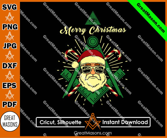 Santa Claus Merry Christmas Masonic SVG, Png, Eps, Dxf, Jpg, Pdf File